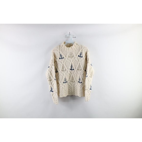 90’s Cropped Chunky Cable Knit Mock Neck Sweater by Moda International main image 0